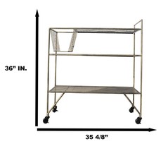 39&quot;H Contemporary Brushed Gold Metal 3 Tier Shelf And Basket Bar Serving Cart - £275.99 GBP