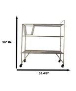 39&quot;H Contemporary Brushed Gold Metal 3 Tier Shelf And Basket Bar Serving... - $480.19 CAD