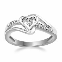 Rotondo Diamanti Finti a Forma di Cuore Promessa Anello IN Argento Sterling - £60.55 GBP