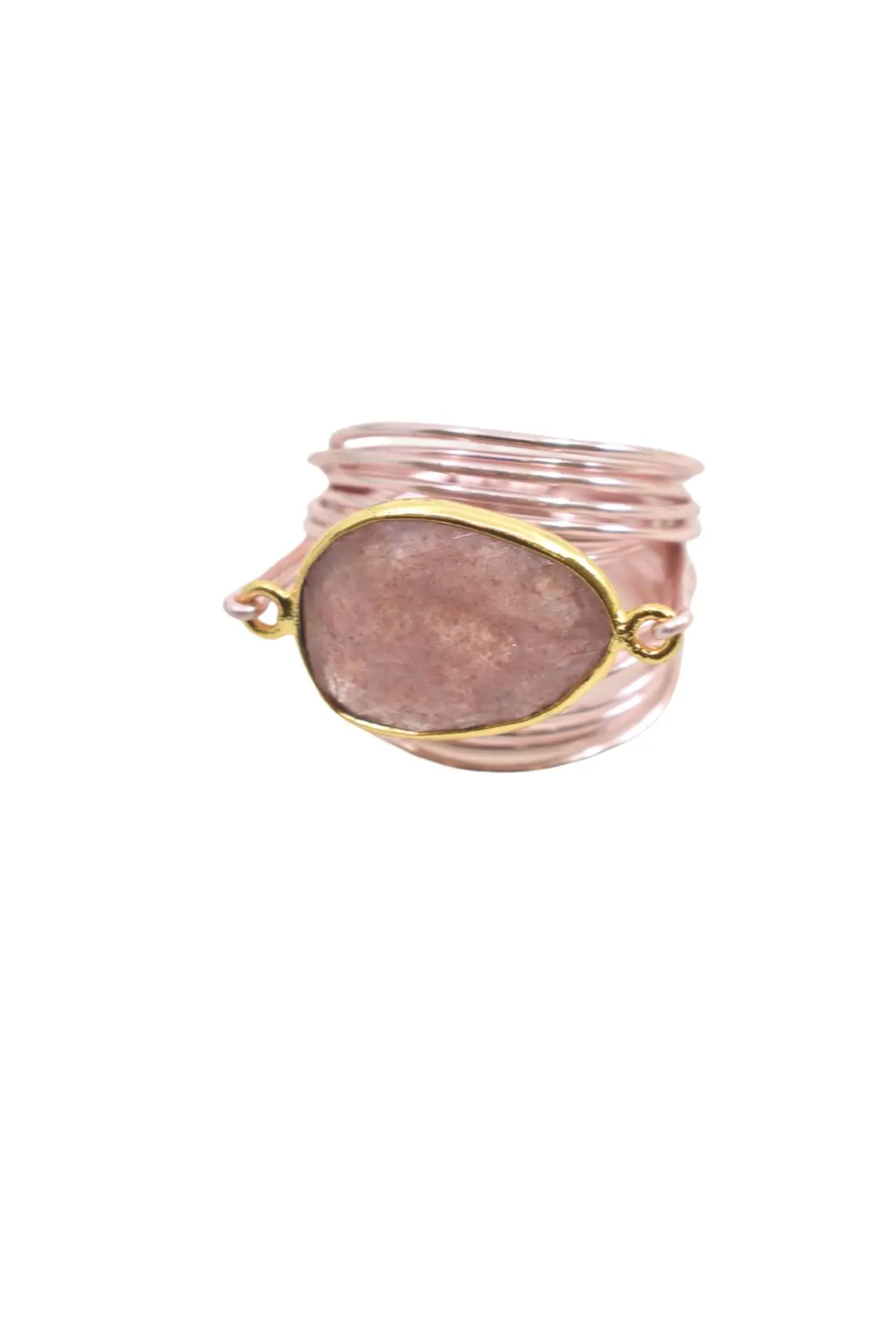 Torrey Ring in Rose Gold with Cherry Quartz - Elegant Wire Wrap Ring - R... - $41.82