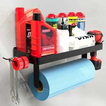 Yigii Garage Paper Towel Holder With Shelf - Wall Mount Paper Towel, Black - $35.99