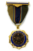 VTG American Legion Commander Medal &amp; Ribbon Badge - £15.49 GBP