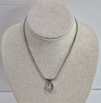 Vintage 15&quot; Long Trifari Silvertone Chain Pendant Necklace Costume Jewelry - $18.81