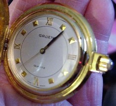 GRUEN Ladies Pocket Watch Goldtone Vintage - £66.68 GBP
