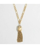 J.Crew Factory 23&quot; Tassel Pendant White Crystal Gold Tone Chain Necklace... - $527.58 MXN
