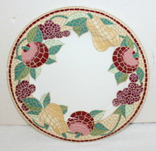 Pier 1 &quot;Mosaic Fruit&quot; 10.5&quot; Rimmed Dinner Plate ~ Italy ~ Earthenware - £8.83 GBP