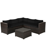 6 Pieces Patio Furniture Sofa Set with Cushions for Outdoor-Black - Colo... - $15,083.24 MXN
