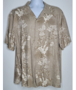 Saddlebred Mens XXL 2XL Tan Brown Button Hawaiian Short Sleeve Tropical ... - £12.70 GBP