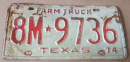 Vintage 1974 Texas Farm Truck License Plate 8M Star Separator 9736 Barn Find - £7.19 GBP
