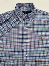 Polo Ralph Lauren Shirt Mens Small Slim Fit Stretch Oxford Plaid Blue NW... - $37.20