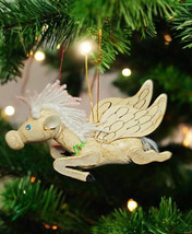 Vintage Wooden Pegasus Flying Horse Ornament – Handcrafted Folk Art Christmas - £15.07 GBP