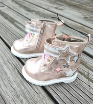 Wonder Nation Pale Pink Glittery Side Zip Starry Boots Size 3 For 3-6 Month New - £6.22 GBP