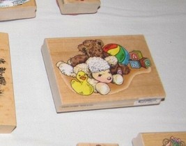 BABY BUDDIES,BABY TOYS,stampendous,UNIQUE,wood mount, rubber stamp Teddy... - $19.79