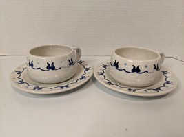 Vintage Metlox Poppytrail Provincial Blue Set of 2 Coffee Mugs Cups Saucers - £21.90 GBP