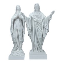 Set Our Lady Blessed Virgin Mary &amp; Jesus Christ Greek Statue Sculpture 1... - £148.79 GBP