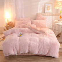 Luxury Thick Fleece Duvet Cover Queen King Winter Warm Bed Quilt Cover Pillowcas - £79.08 GBP+