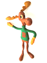 Vintage 1985 Jesco Rocky and Bullwinkle Moose Bendy Rubber Figure Toy 7&quot; - £9.74 GBP