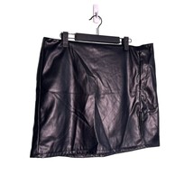 H&amp;M DIVIDED Womens Size 14 Black Faux Leather Skirt Side Slit Goth Biker - $21.46
