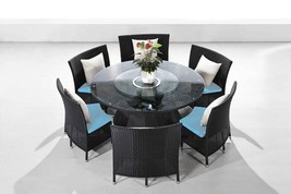 Nightingdale 7-Piece Outdoor Dining Set in Sky Blue, White and Black - £1,831.95 GBP