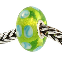 Authentic Trollbeads Glass 61169 Turquoise Green Dot RETIRED - $15.21