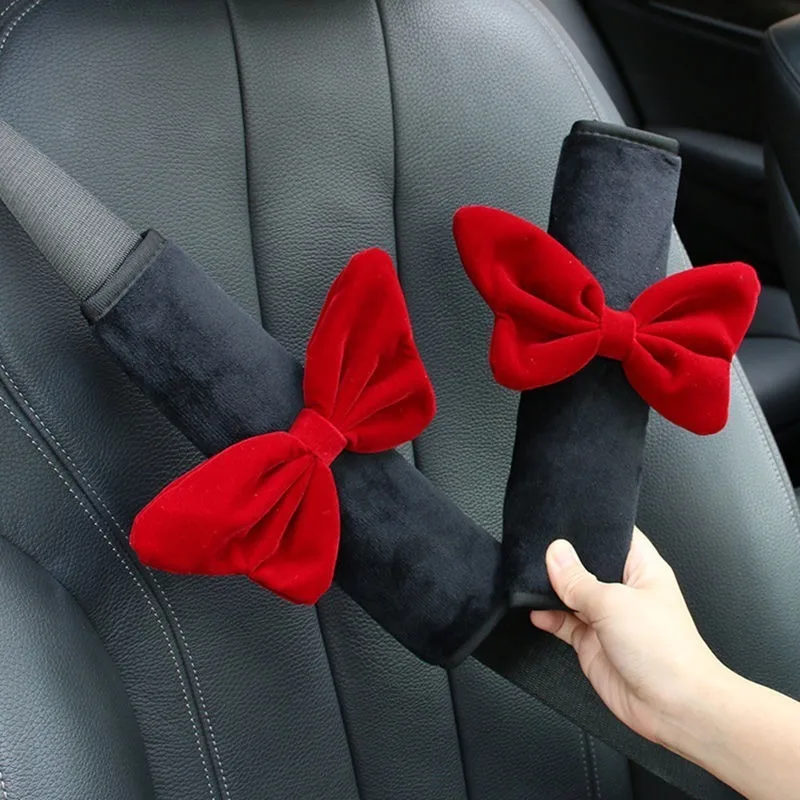 Red Bow Tie Decoration for Girl Women Car Interior Center Console Shoulder Cover - £6.79 GBP+