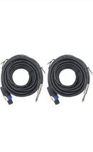 2pack 15 ft Speakon to 1/4" Male Speaker Cables, Professional Audio Ampl... - $11.69