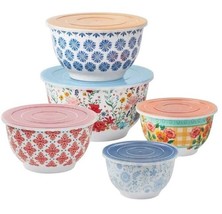 Pioneer Woman ~ Ten (10) Piece Mixing Bowl Set ~ Melamine ~ BRILLIANT BL... - $75.00