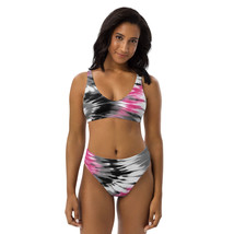 New Women&#39;s XS - 3XL High-Waisted Bikini Set Swimwear Tie Dye Pink and Black - £30.33 GBP+