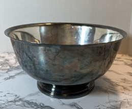 Gorham Silverplate Paul Revere Footed Serving Bowl 10&quot; w/ Glass insert YC-784 - £21.98 GBP