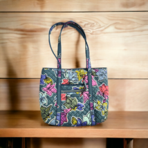 Vera Bradley  Iconic Deluxe Vera Tote Shoulder Shop Bag Purse Falling Flowers - £25.52 GBP