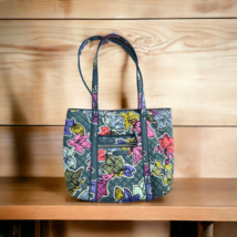 Vera Bradley  Iconic Deluxe Vera Tote Shoulder Shop Bag Purse Falling Flowers - £25.48 GBP