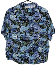 Just Class Women&#39;s Blouse Sz 1X Floral Print Top Shade Of Blue - $15.85