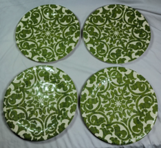 Set of 4 Pier 1 Royal Regal Trellis Lime Green Melamine Dinner Plates 10... - £21.14 GBP