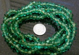 35 inch green transparent glass chip bead necklace bs136 - £1.54 GBP