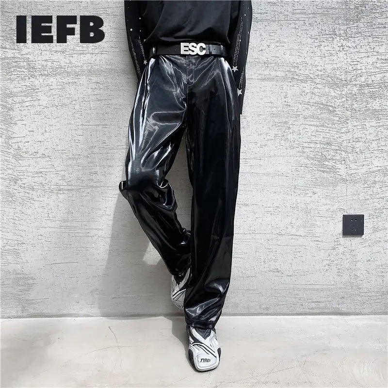 IEFB 2024 Autumn new net trend personality streetwear bright PU leather trousers - £190.42 GBP