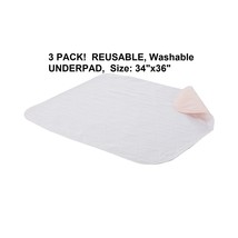 3 PACK REUSABLE UNDERPAD 34X36 Inch Heavy Duty Washable Bed Pad cotton/p... - £29.62 GBP