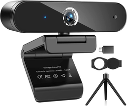 Nisheng 4K Webcam with Microphone, 4K Autofocus Web Camera with Privacy Cover an - £46.82 GBP