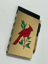 Vintage spring loaded pocket notebook metal Cardinal bird Desk Accessory - £10.97 GBP