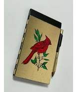 Vintage spring loaded pocket notebook metal Cardinal bird Desk Accessory - £11.03 GBP