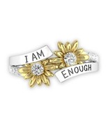Handcrafted ~ Inspirational ~ I AM ENOUGH Sunflower ~ Size 11 Ring - £11.98 GBP