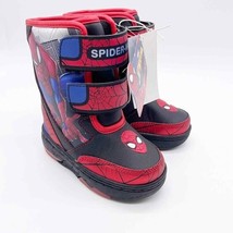 Marvel NWT Toddler 8 Spiderman Light Up Insulated Hook &amp; Loop Winter Snow Boots - £18.14 GBP