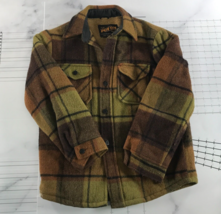 Vintage Sears Roebuck Coat Mens Small 16 33 Brown Green Plaid Swacket Fu... - $37.04