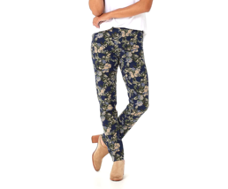 Isaac Mizrahi 24/7 Stretch Floral Slim Leg Pants- DARK NAVY, Plus 32 - £18.11 GBP