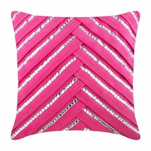 Pink Decorative Pillow Cover, Pleated Crystal 16x16 Suede Fabric, Crystal Heart - £39.65 GBP+