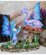 Amy Brown Companion Enchanted Elf Fairy Fae Damsel With Toadstool Dragon... - $109.62 CAD