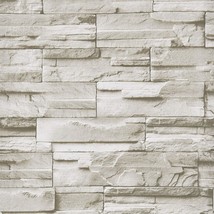 Wenmer Beige Stone Peel And Stick Wallpaper 17.7&quot; X 394&quot; 3D Brick Wallpaper Faux - £36.28 GBP