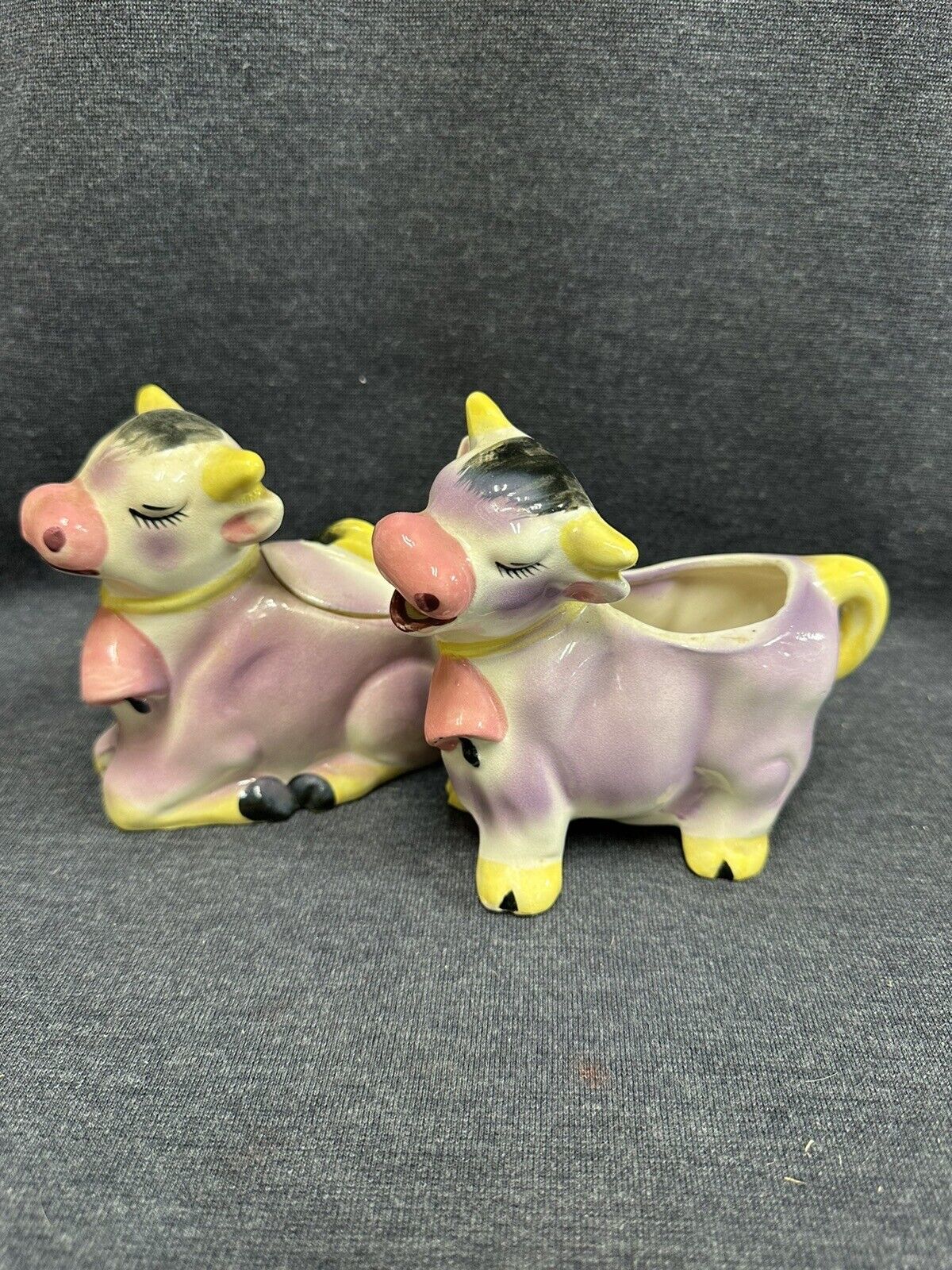 Primary image for Vintage Elsie the Purple Cow Sugar & Creamer Set Anthropomorphic Made In Japan