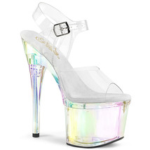 PLEASER ESTEEM-708RBP Women&#39;s Clear 7&quot; Heel Platform Ankle Strap Sandal ... - $59.95