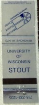 Matchbook Cover University Of Wisconsin Stout Menomonie Wisconsin - £1.09 GBP