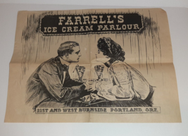 Vtg 60s Farrell&#39;s Ice Cream Parlor  Restaurant Menu Placemat Soda Fountain 16x22 - £15.79 GBP